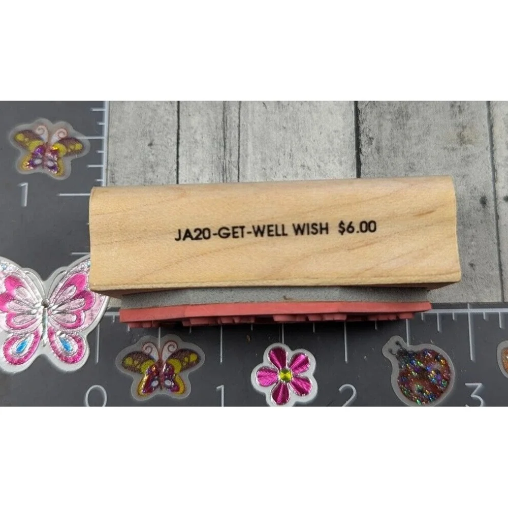 Stamp Ladera A Get Well Wish For You Script Rubber Stamp Wood #F84